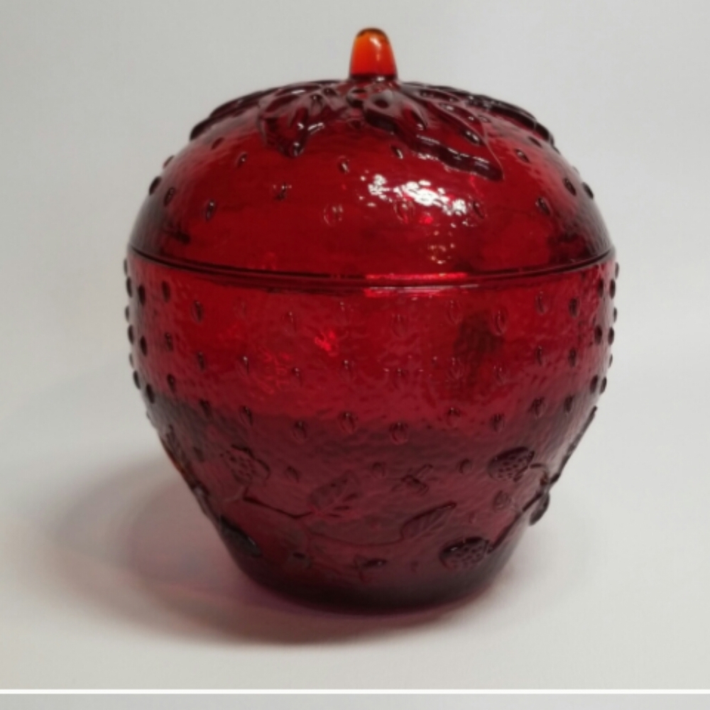 🍓 Longaberger Red Strawberry Glass Club Jar NEW - Picture 6 of 6